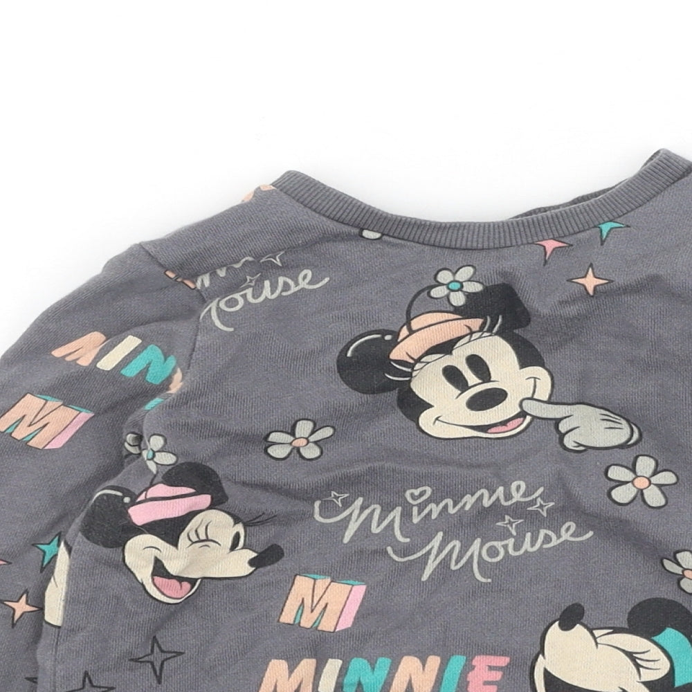 George  Boys Grey Round Neck  Cotton Pullover Jumper Size 2-3 Years   - Minnie Mouse