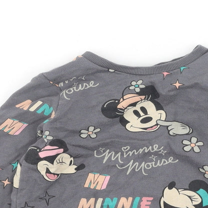 George  Boys Grey Round Neck  Cotton Pullover Jumper Size 2-3 Years   - Minnie Mouse
