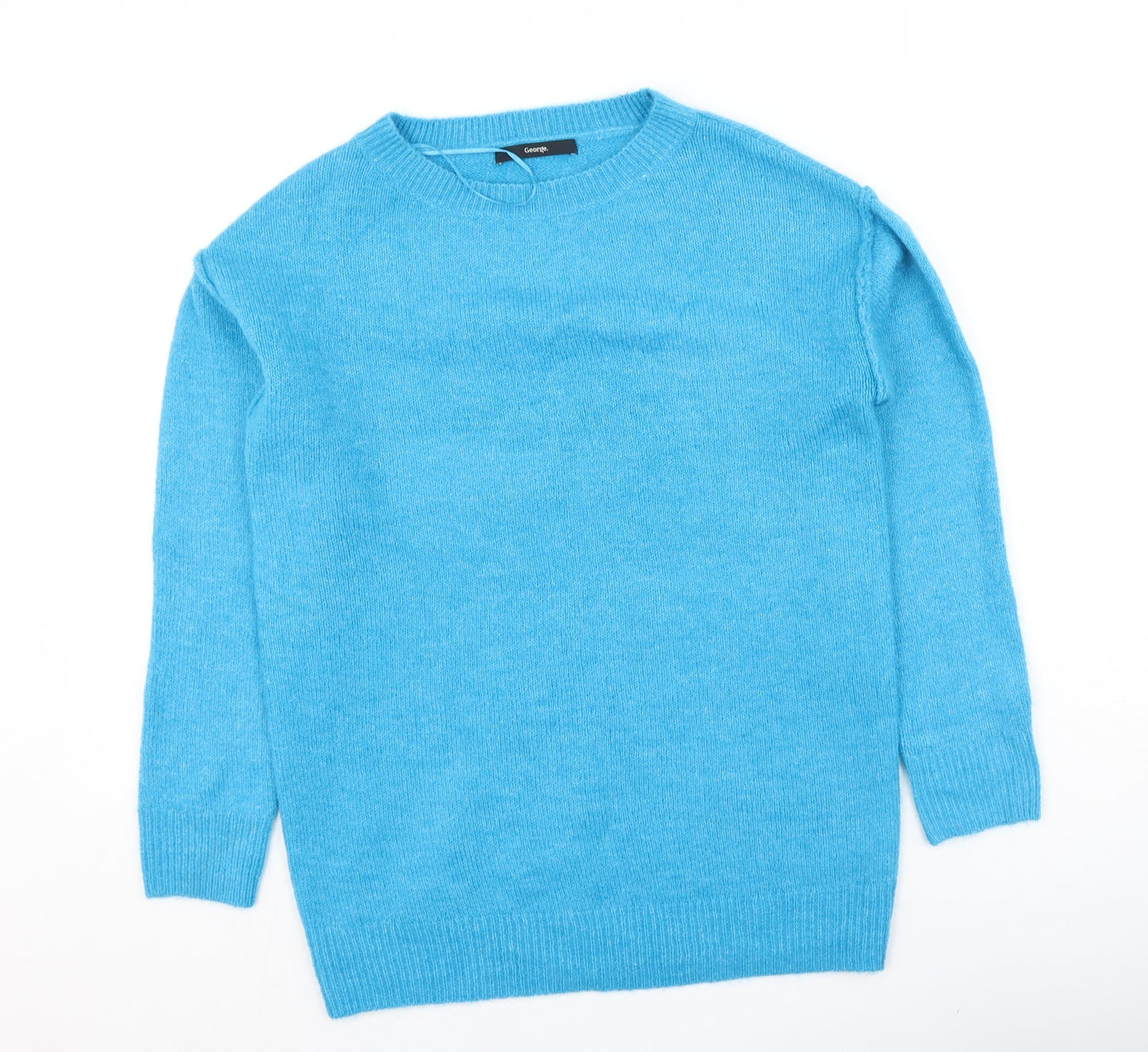 George  Womens Blue Round Neck  Acrylic Pullover Jumper Size 4