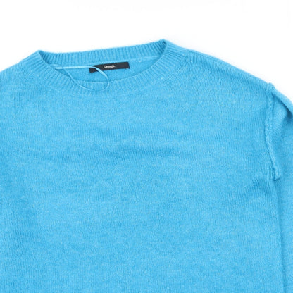 George  Womens Blue Round Neck  Acrylic Pullover Jumper Size 4