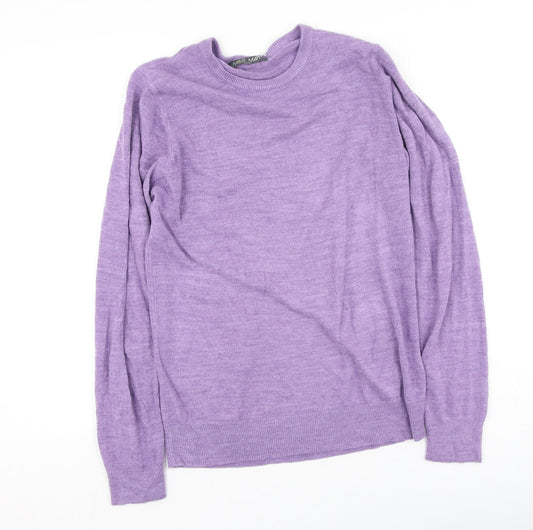 Marks and Spencer Mens Purple Round Neck  Acrylic Pullover Jumper Size S