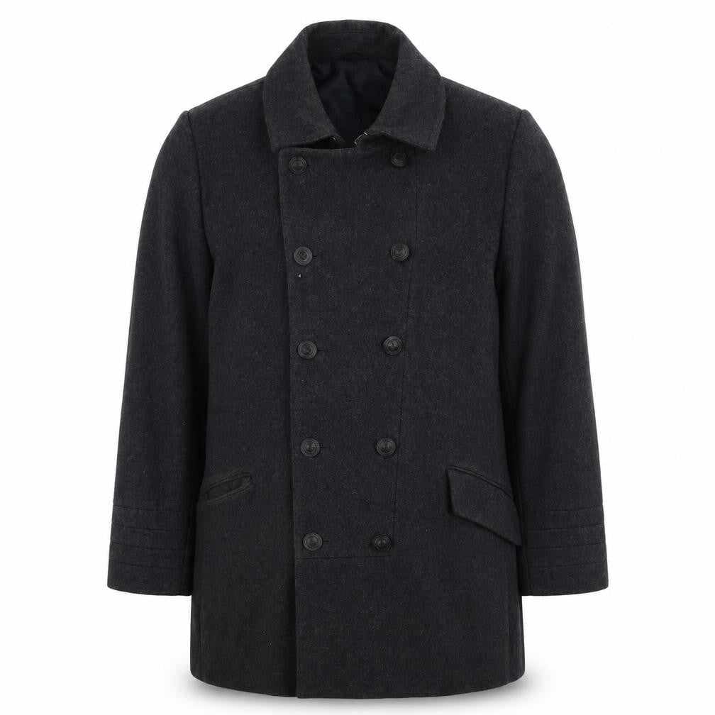 Front view of Venrtuno women’s grey trench coat coatigan, size L