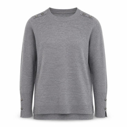Front view of Primark women’s grey acrylic pullover sweatshirt, size S