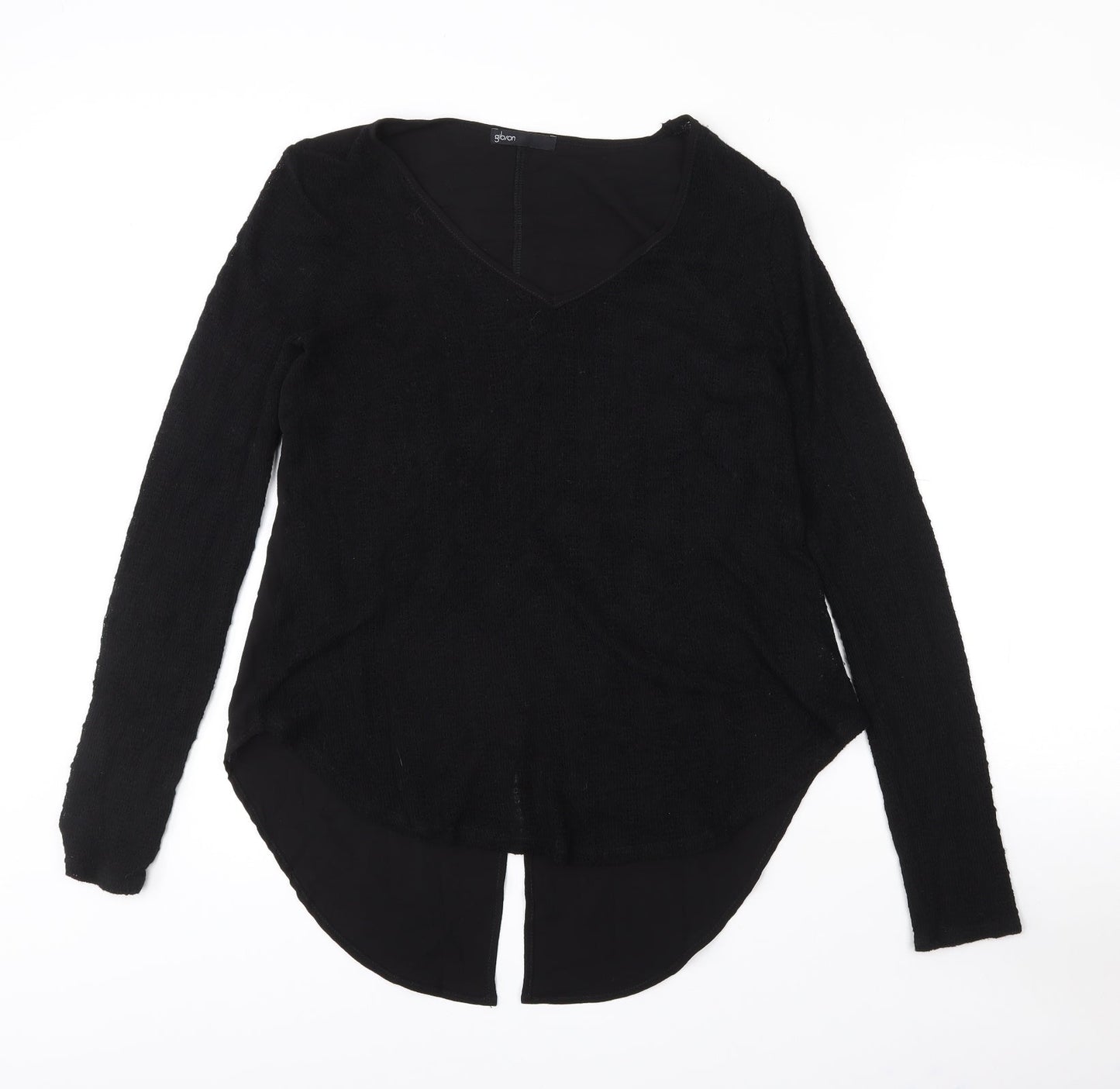 Gibson Womens Black  Polyester Basic Blouse Size S V-Neck - Sheer