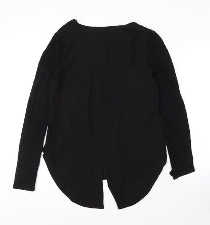 Gibson Womens Black  Polyester Basic Blouse Size S V-Neck - Sheer