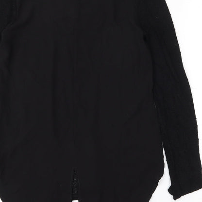 Gibson Womens Black  Polyester Basic Blouse Size S V-Neck - Sheer