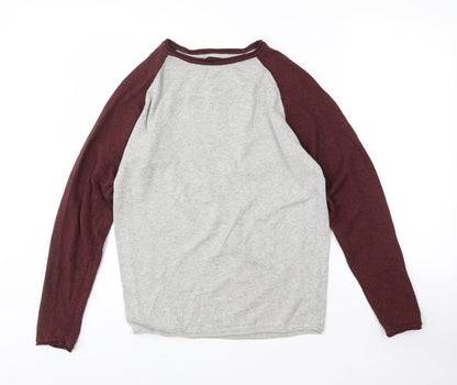 Cedar Wood State Mens Grey Crew Neck  Cotton Pullover Jumper Size S