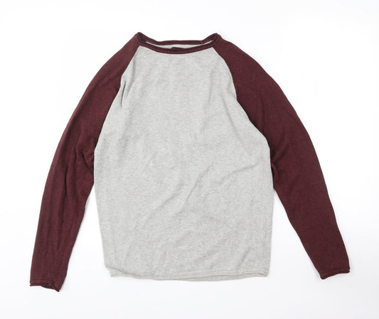 Cedar Wood State Mens Grey Crew Neck  Cotton Pullover Jumper Size S