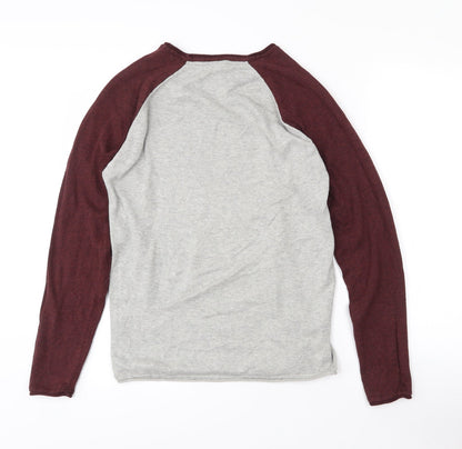 Cedar Wood State Mens Grey Crew Neck  Cotton Pullover Jumper Size S