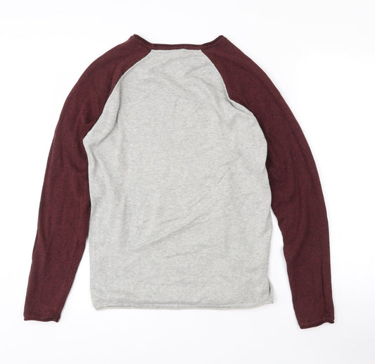 Cedar Wood State Mens Grey Crew Neck  Cotton Pullover Jumper Size S