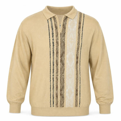 Possi Mens Brown Collared Striped Acrylic Pullover Jumper Size XL