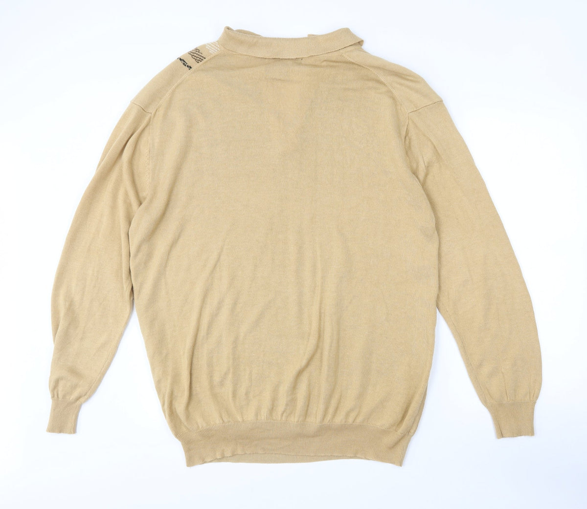 Possi Mens Brown Collared Striped Acrylic Pullover Jumper Size XL