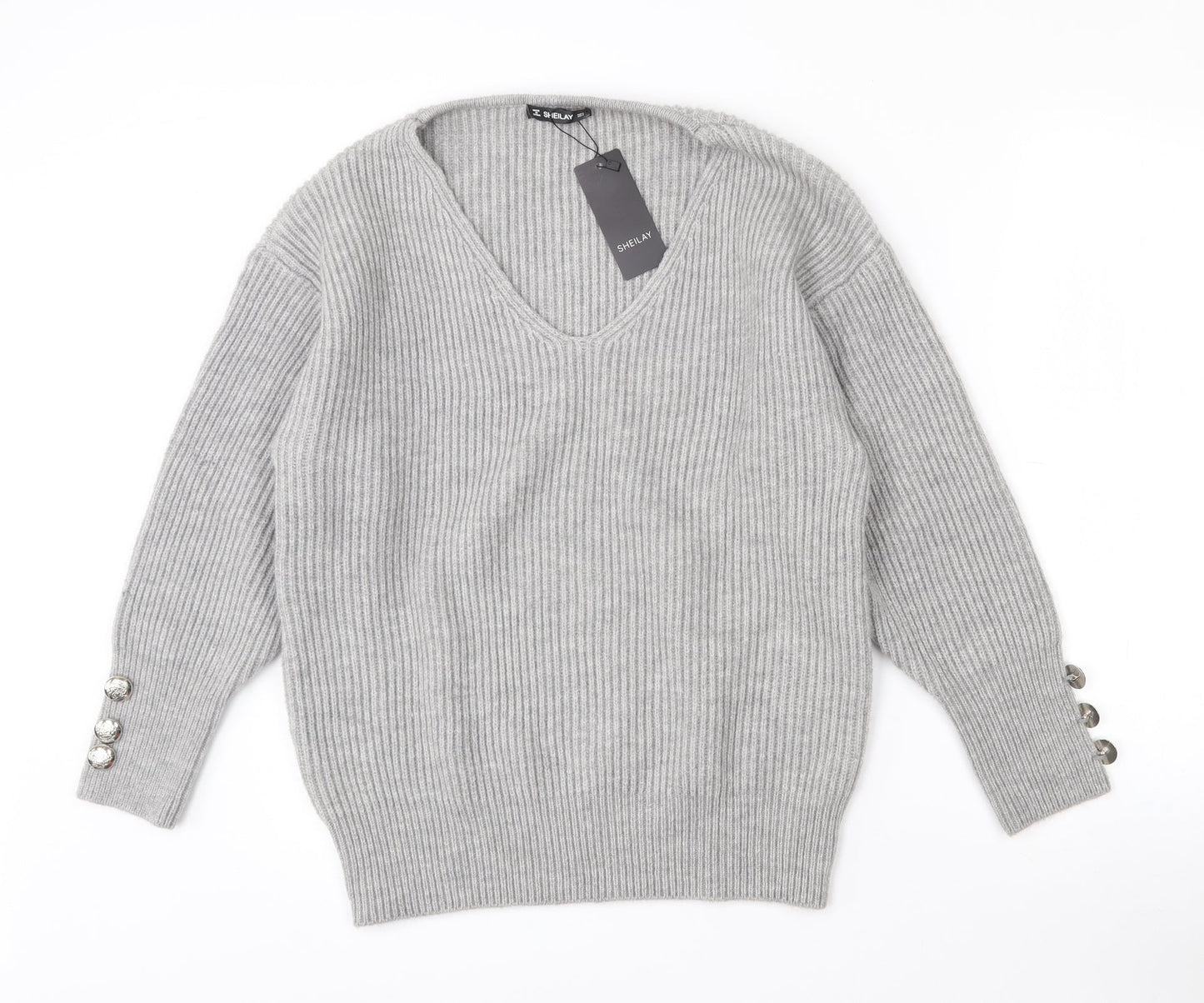 Womens UK Size 8 Sheilay Grey Pullover Jumper