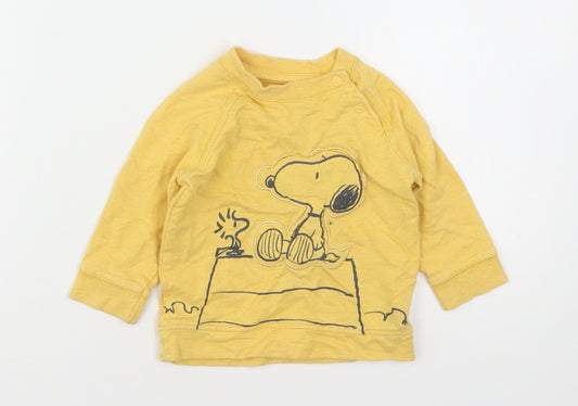 George Boys Yellow  Cotton Pullover Jumper Size 6-9 Months   - Peanuts
