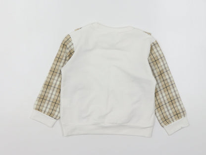 Shien  Girls Multicoloured Plaid Polyester Pullover Sweatshirt Size 4 Years