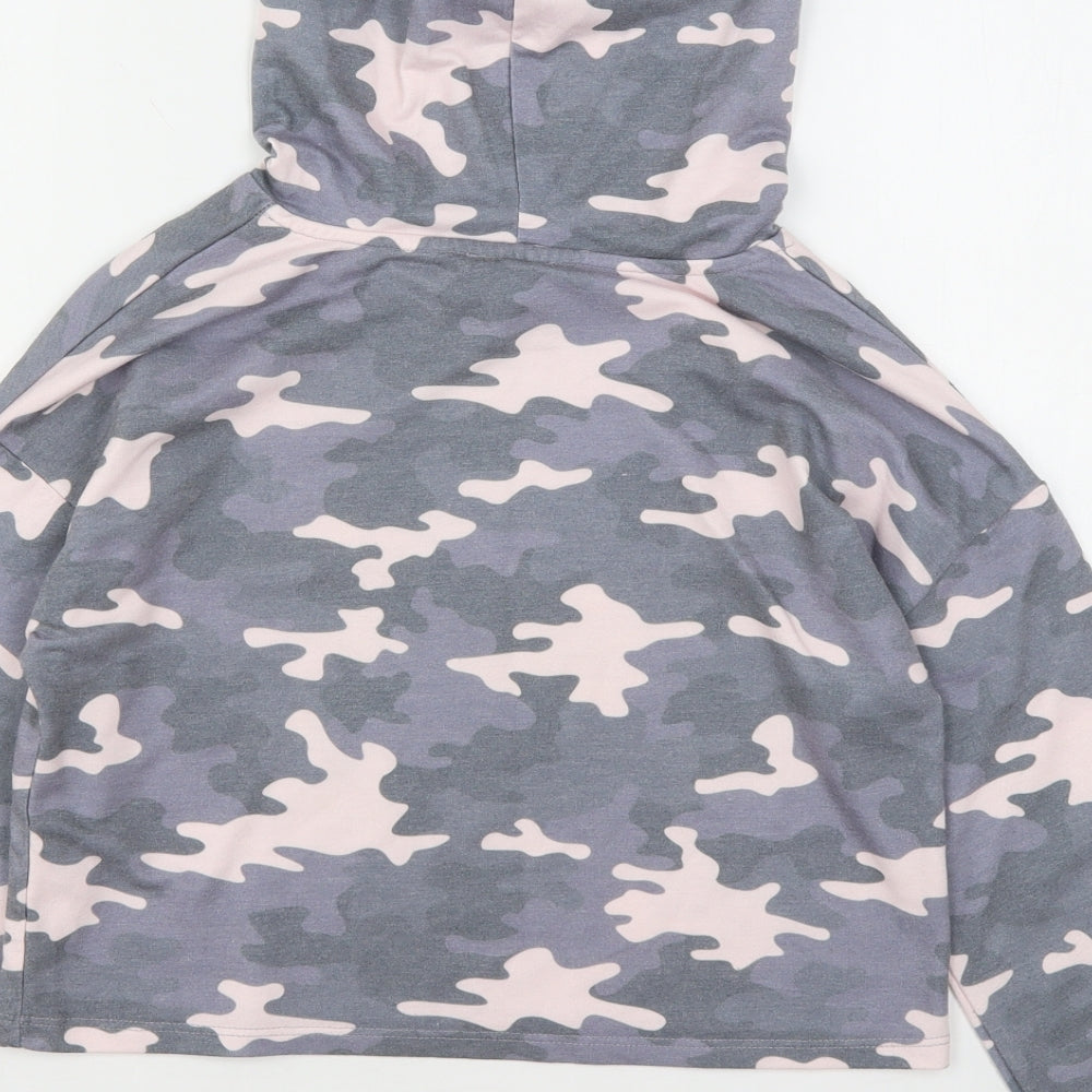 Primark Girls Multicoloured Camouflage Polyester Pullover Hoodie Size 11-12 Years   - Cropped