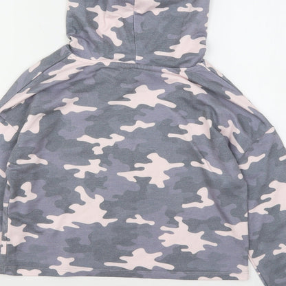 Primark Girls Multicoloured Camouflage Polyester Pullover Hoodie Size 11-12 Years   - Cropped