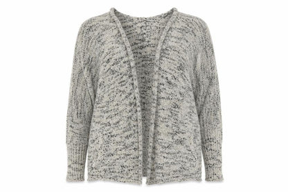 Front view of Atmosphere women’s beige v-neck polyester cardigan jumper, size UK 6