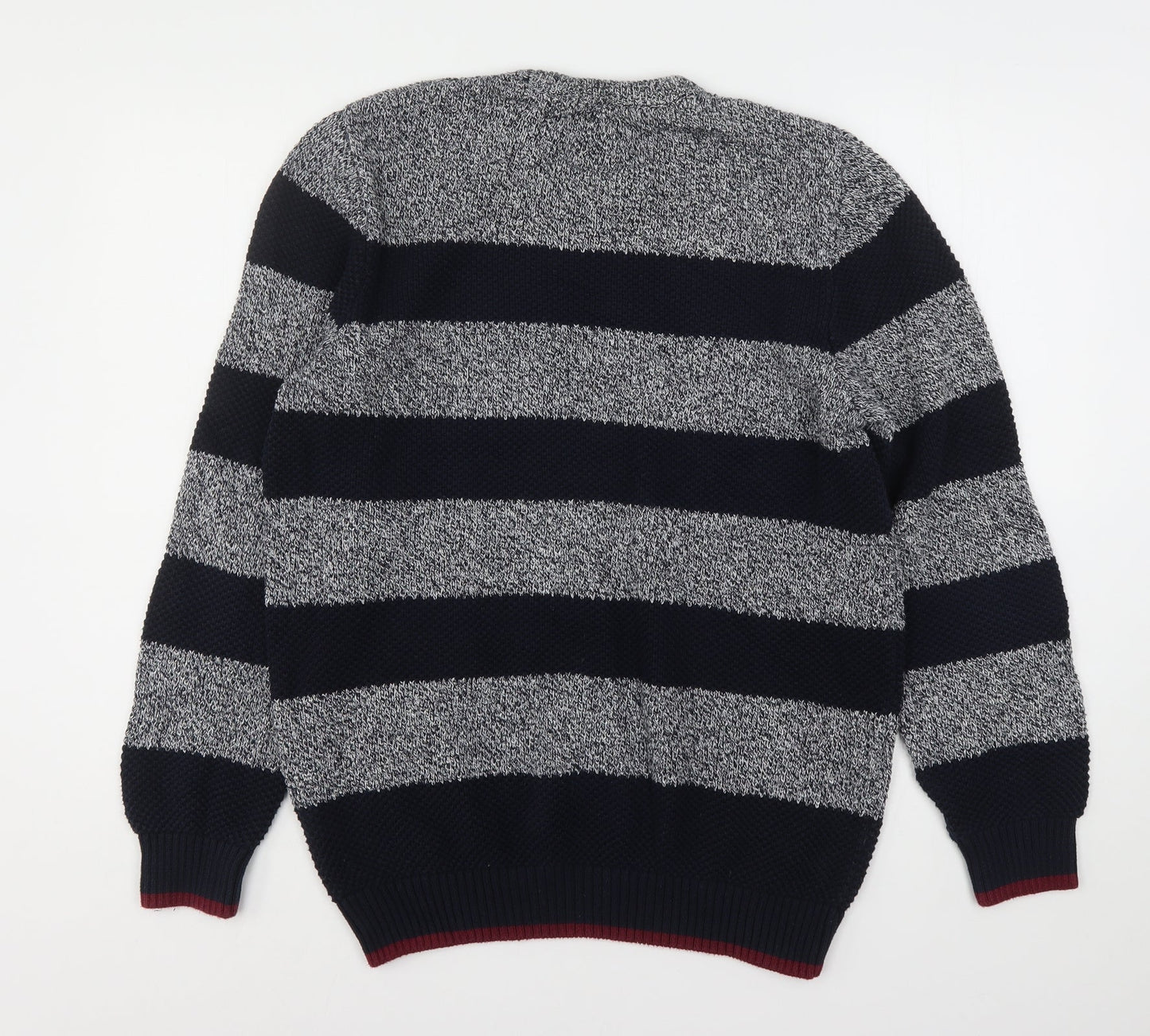 Blue Harbour Mens Multicoloured Round Neck Striped Cotton Pullover Jumper Size L