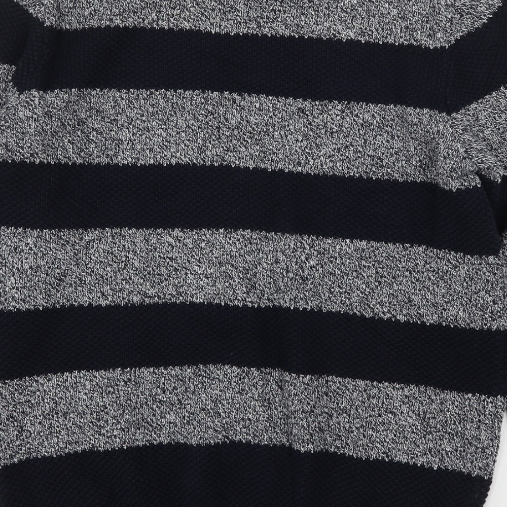 Blue Harbour Mens Multicoloured Round Neck Striped Cotton Pullover Jumper Size L