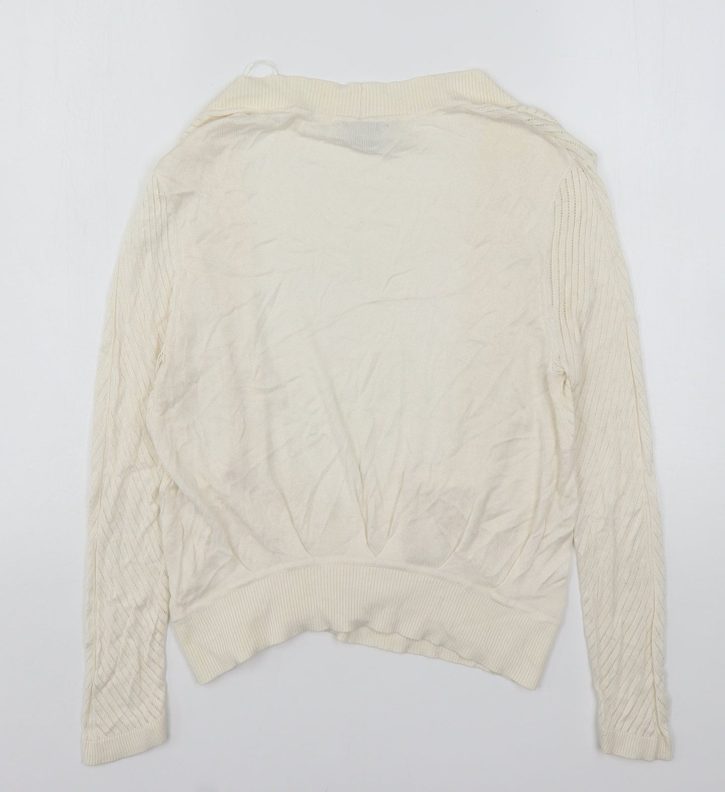 Womens UK Size M H&M Beige Cardigan Jumper