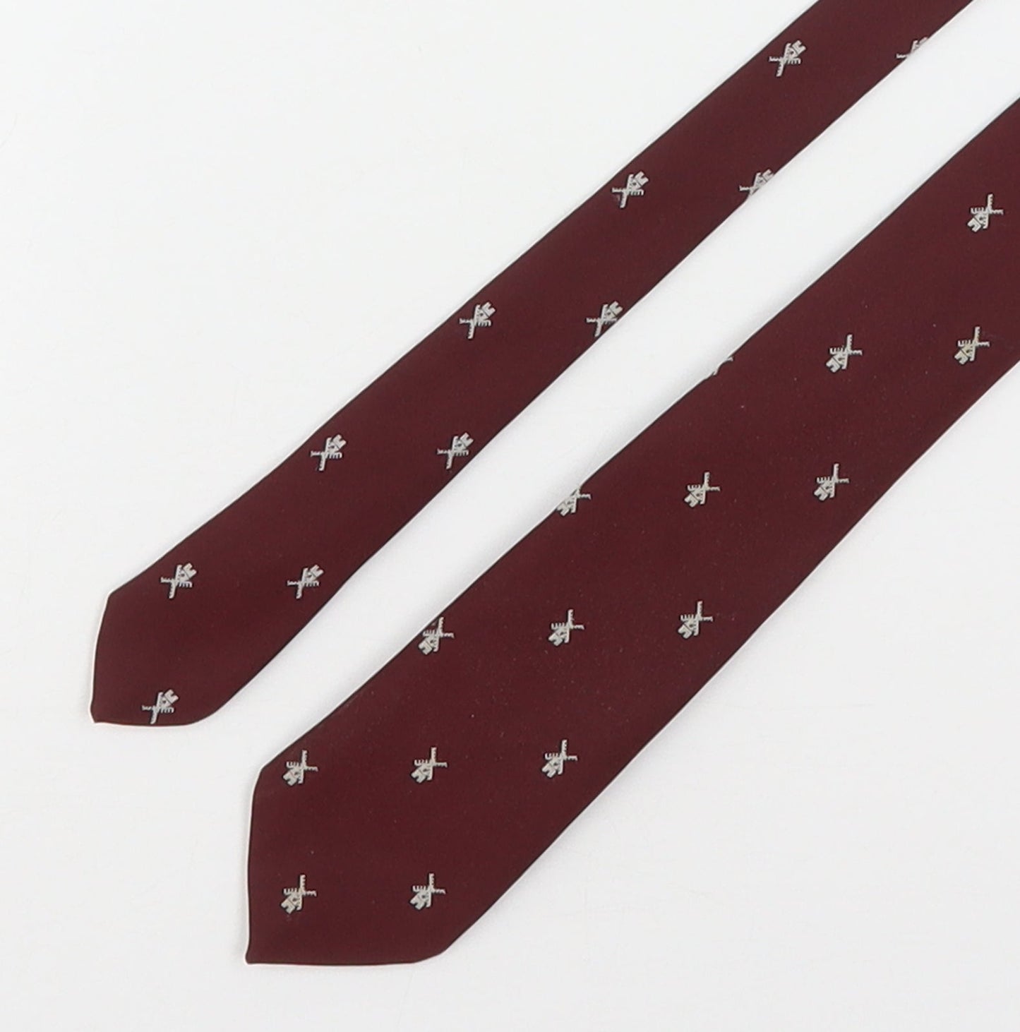 senator Mens Red Geometric Polyester Pointed Tie One Size