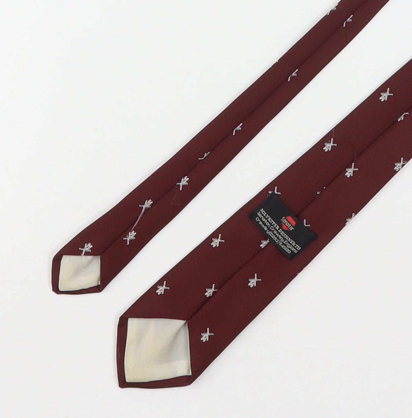 senator Mens Red Geometric Polyester Pointed Tie One Size