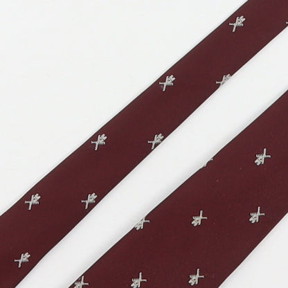 senator Mens Red Geometric Polyester Pointed Tie One Size