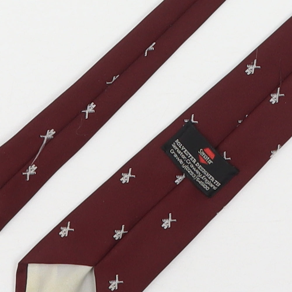 senator Mens Red Geometric Polyester Pointed Tie One Size