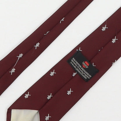 senator Mens Red Geometric Polyester Pointed Tie One Size