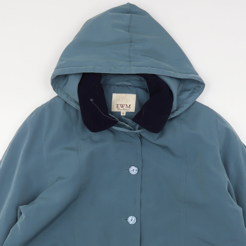 Womens UK Size 16 EWM Green Overcoat