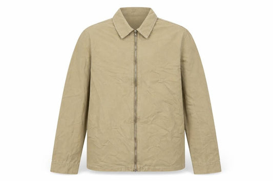 Front view of Boohoo men’s beige jacket, size XS