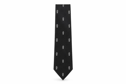 Mens Preworn Black Geometric  Pointed Tie