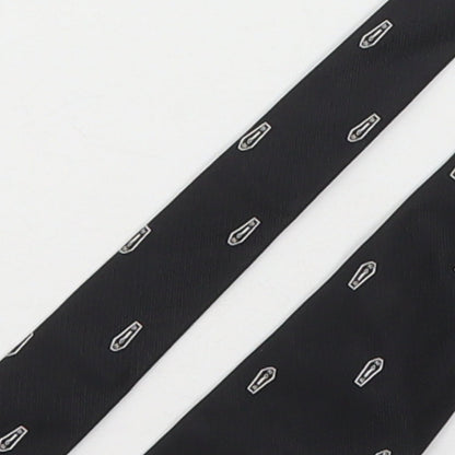Preworn Mens Black Geometric Polyester Pointed Tie One Size
