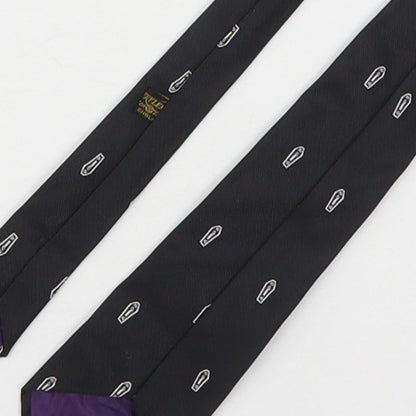 Preworn Mens Black Geometric Polyester Pointed Tie One Size