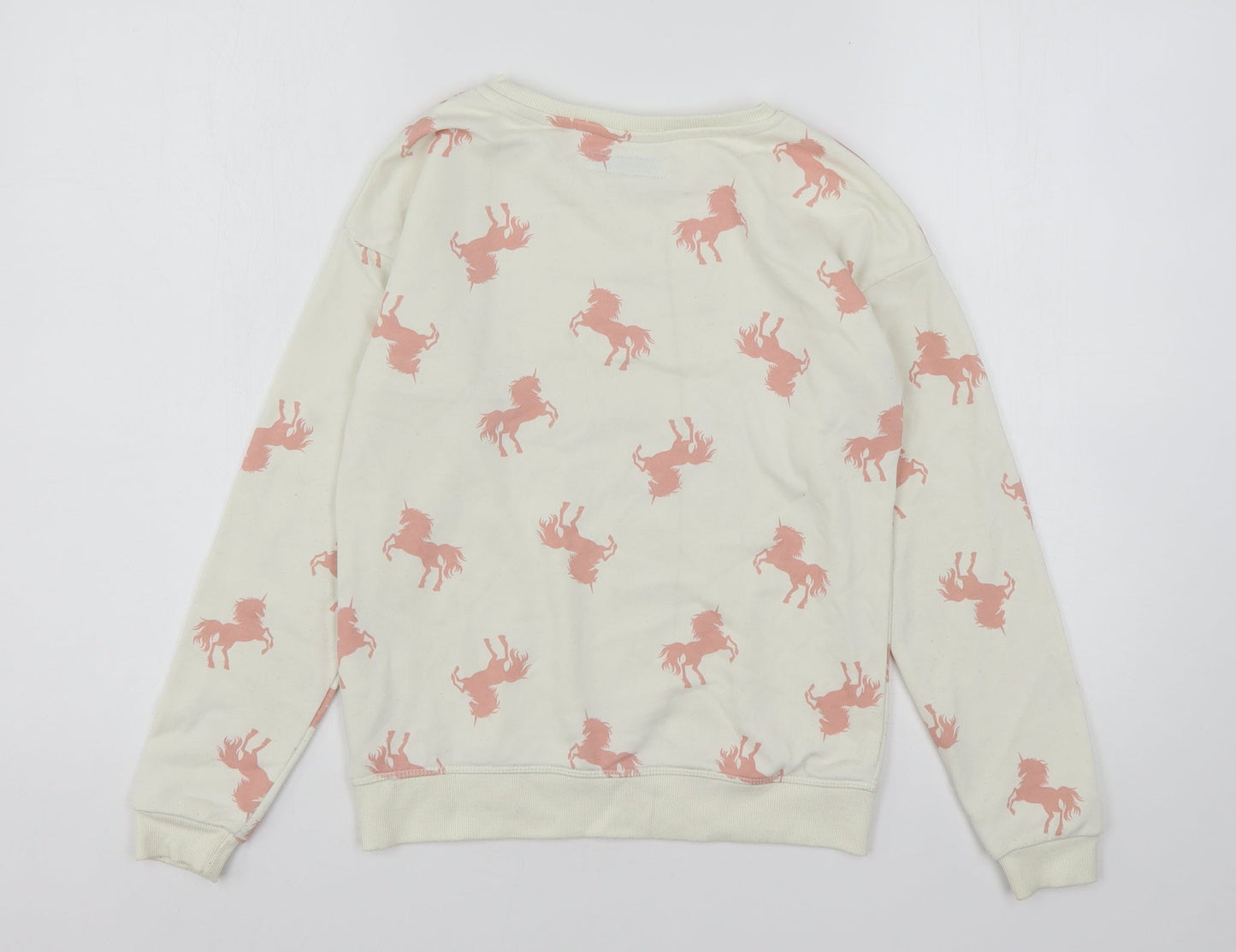 Primark Girls Multicoloured Geometric Cotton Pullover Sweatshirt Size 10-11 Years   - Unicorns