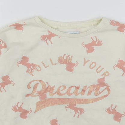 Primark Girls Multicoloured Geometric Cotton Pullover Sweatshirt Size 10-11 Years   - Unicorns