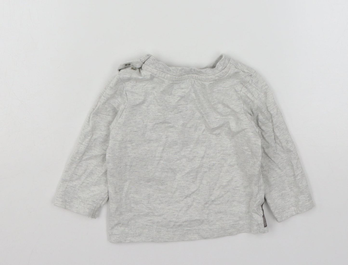 Nutmeg Boys Grey  Cotton Basic T-Shirt Size 6-9 Months Round Neck  - Animal Print