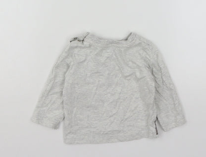 Nutmeg Boys Grey  Cotton Basic T-Shirt Size 6-9 Months Round Neck  - Animal Print