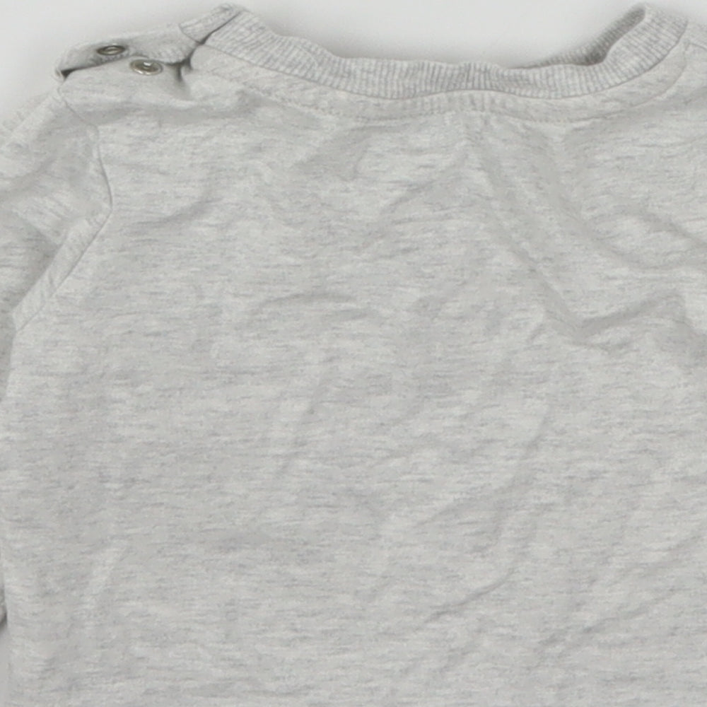 Nutmeg Boys Grey  Cotton Basic T-Shirt Size 6-9 Months Round Neck  - Animal Print