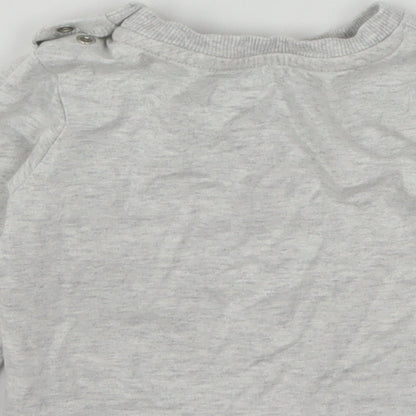 Nutmeg Boys Grey  Cotton Basic T-Shirt Size 6-9 Months Round Neck  - Animal Print