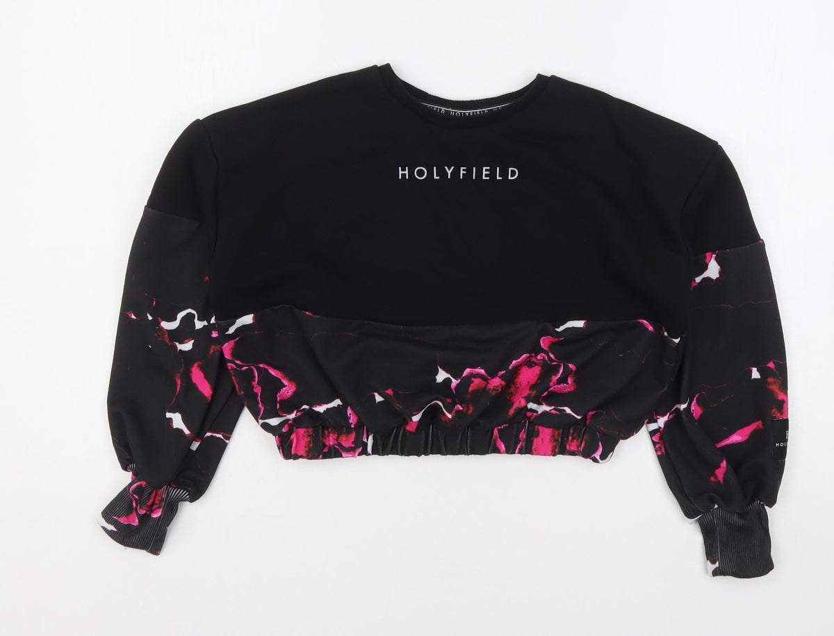 Additional front view of Holyfiled girls’ multicoloured geometric polyester pullover sweatshirt, size 8-9, years - cropped