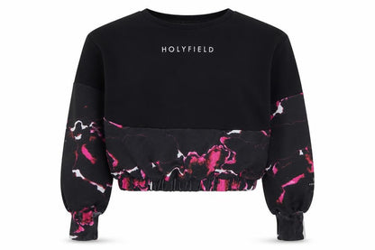 Front view of Holyfiled girls’ multicoloured geometric polyester pullover sweatshirt, size 8-9, years - cropped
