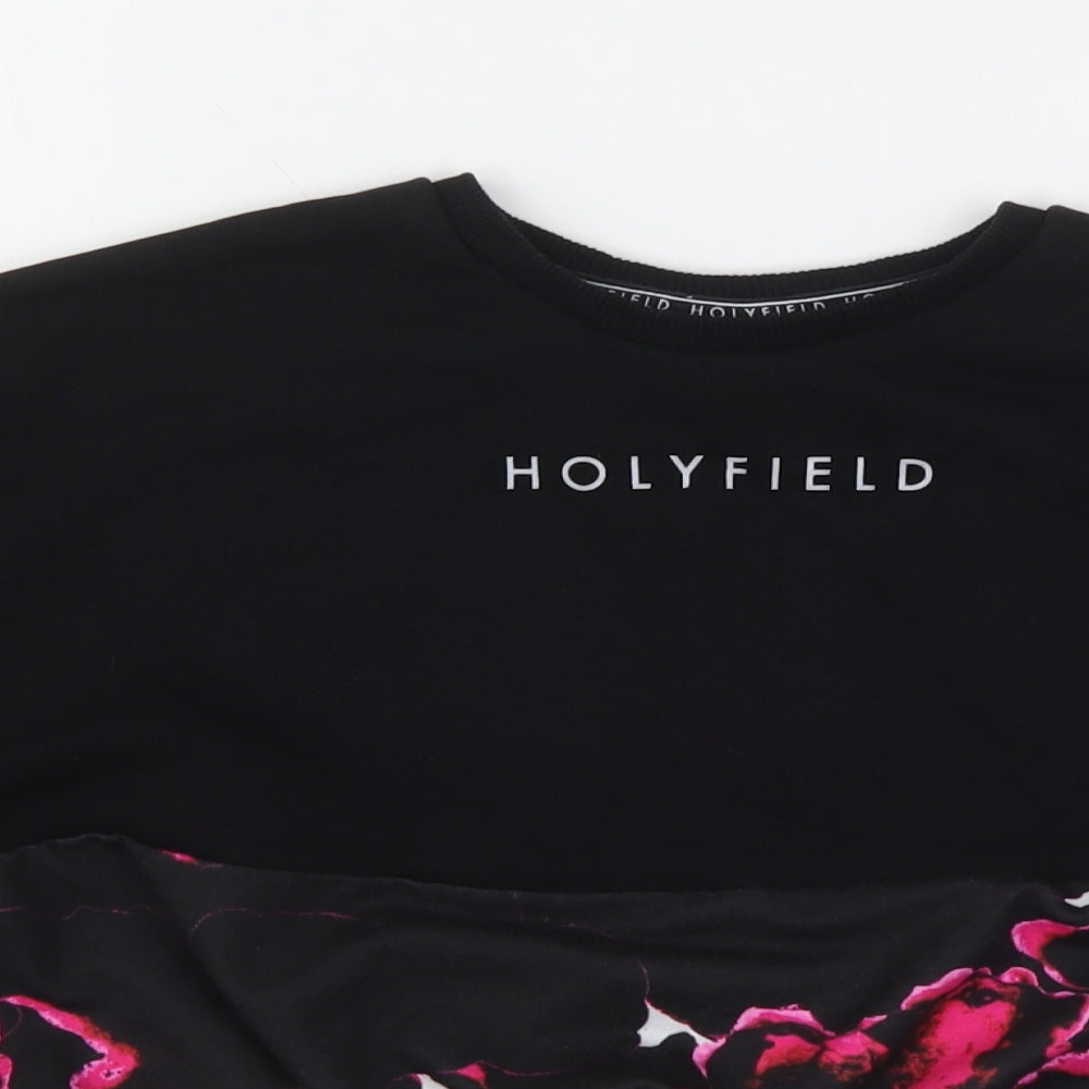 Close-up detail of Holyfiled girls’ multicoloured geometric polyester pullover sweatshirt, size 8-9, years - cropped