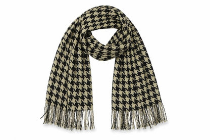 Front view of Preworn women’s multicoloured houndstooth polyester shawl/wrap