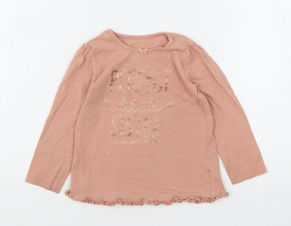 George Girls Pink  Cotton Basic T-Shirt Size 18-24 Months Round Neck  - Perfect Little Sister