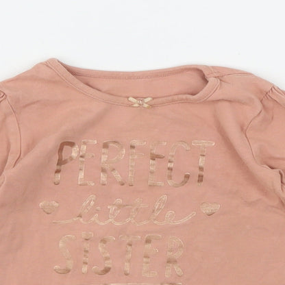 George Girls Pink  Cotton Basic T-Shirt Size 18-24 Months Round Neck  - Perfect Little Sister