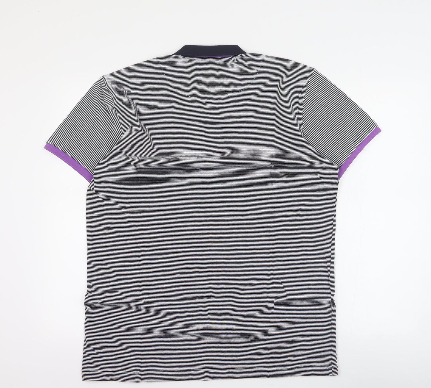 XV Kings Mens Black Striped Cotton  Polo Size XL Collared Button