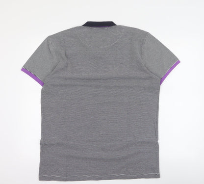 XV Kings Mens Black Striped Cotton  Polo Size XL Collared Button