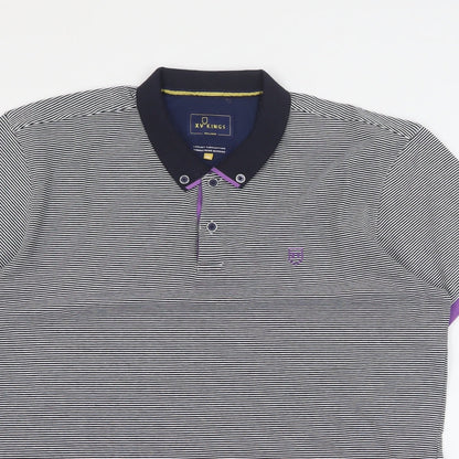 XV Kings Mens Black Striped Cotton  Polo Size XL Collared Button